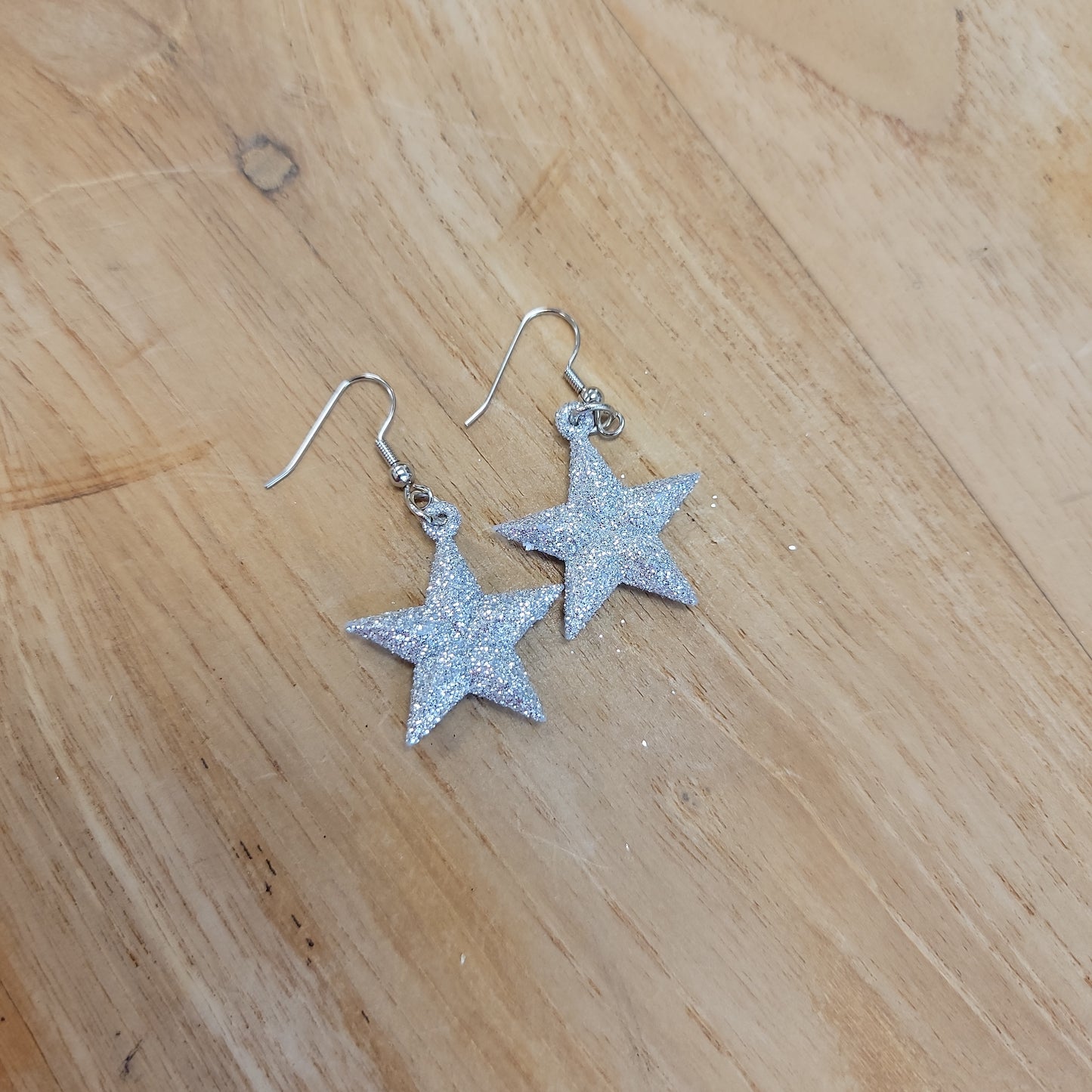 Glitter Star Dangle Earrings