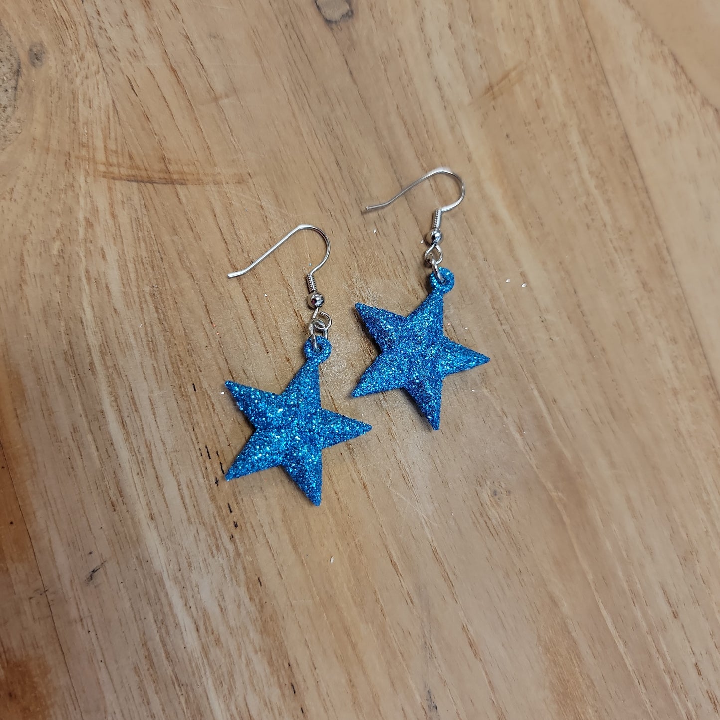 Glitter Star Dangle Earrings