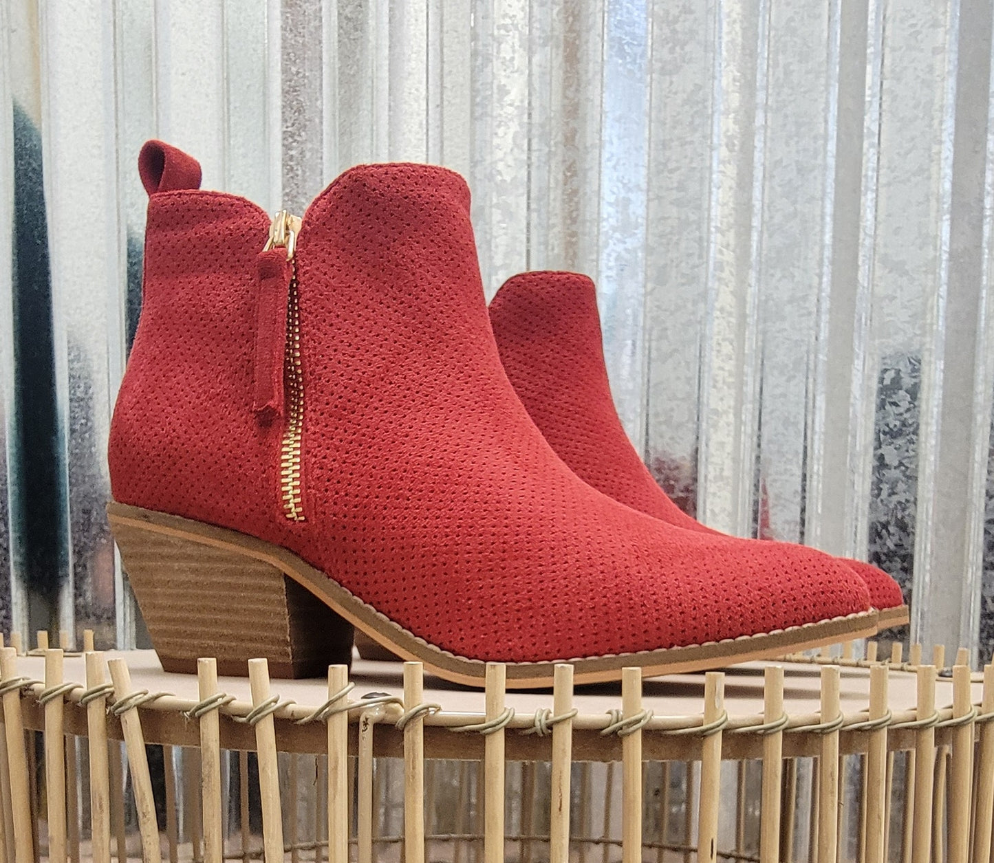 Corkys Red Suede Booties
