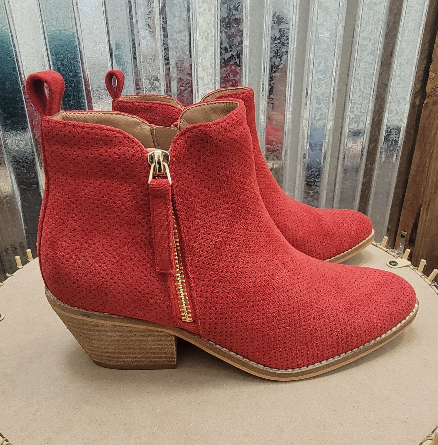 Corkys Red Suede Booties