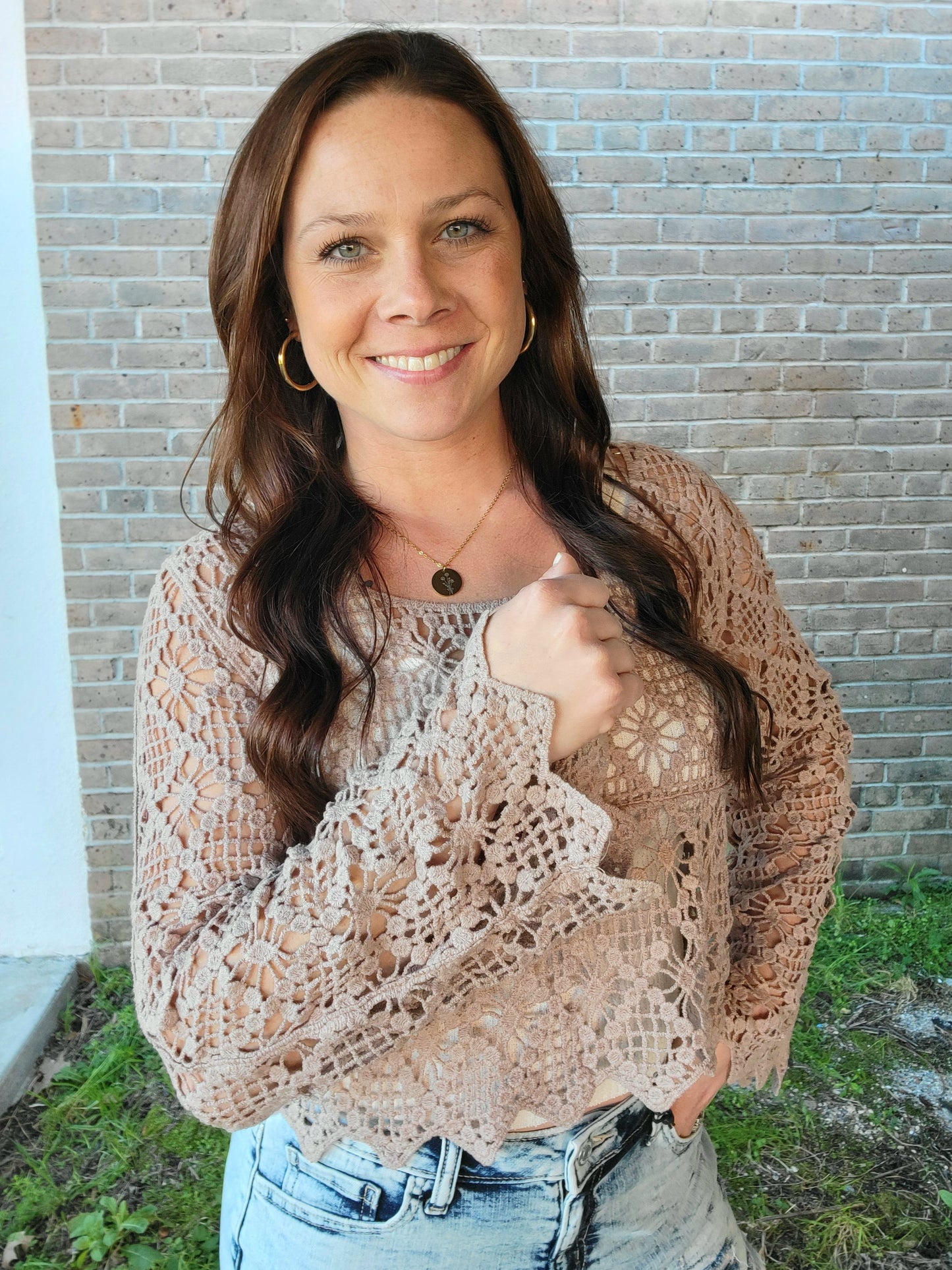 Floral Crochet Pullover