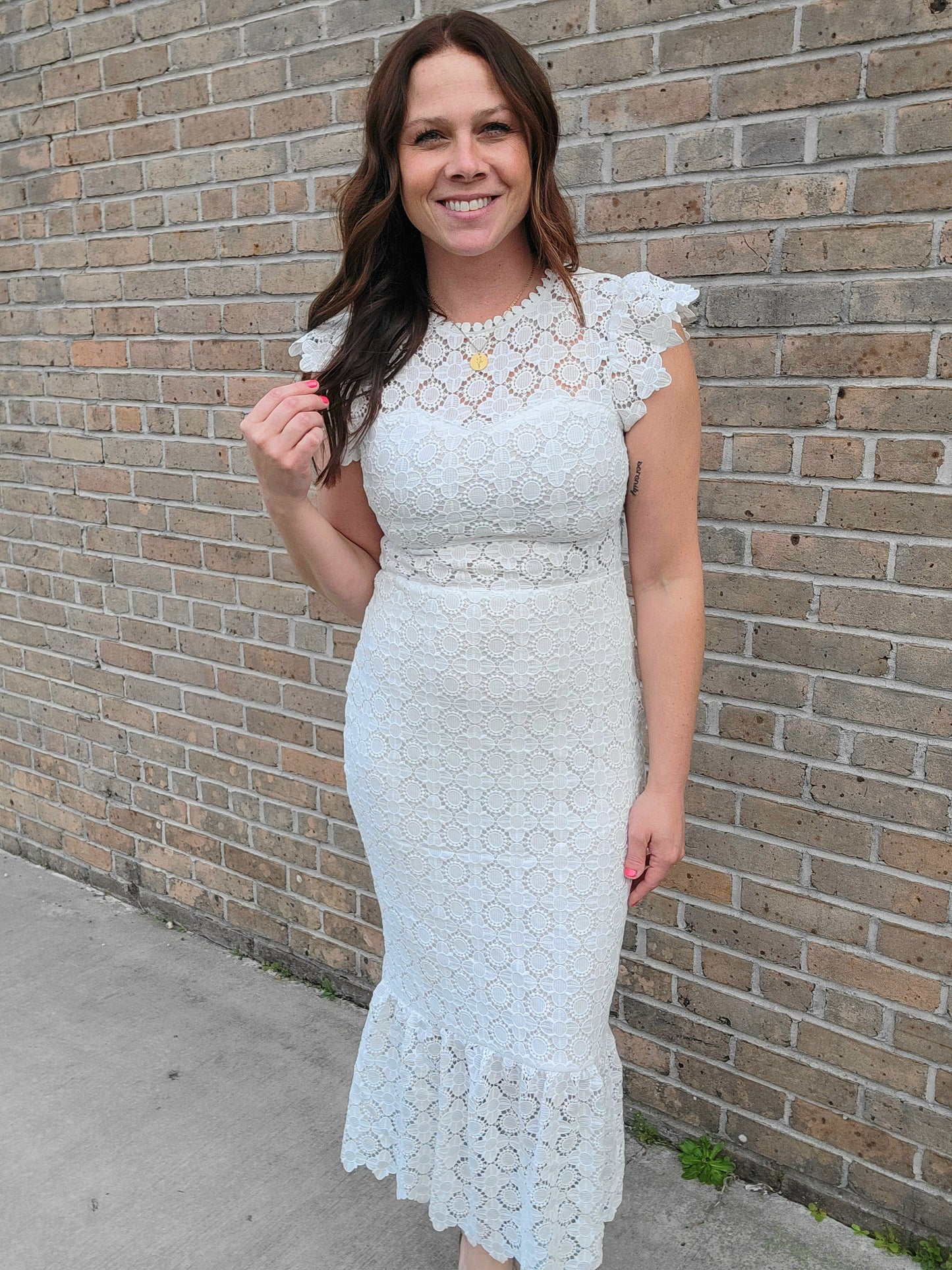 Eyelet Lace Midi Dress