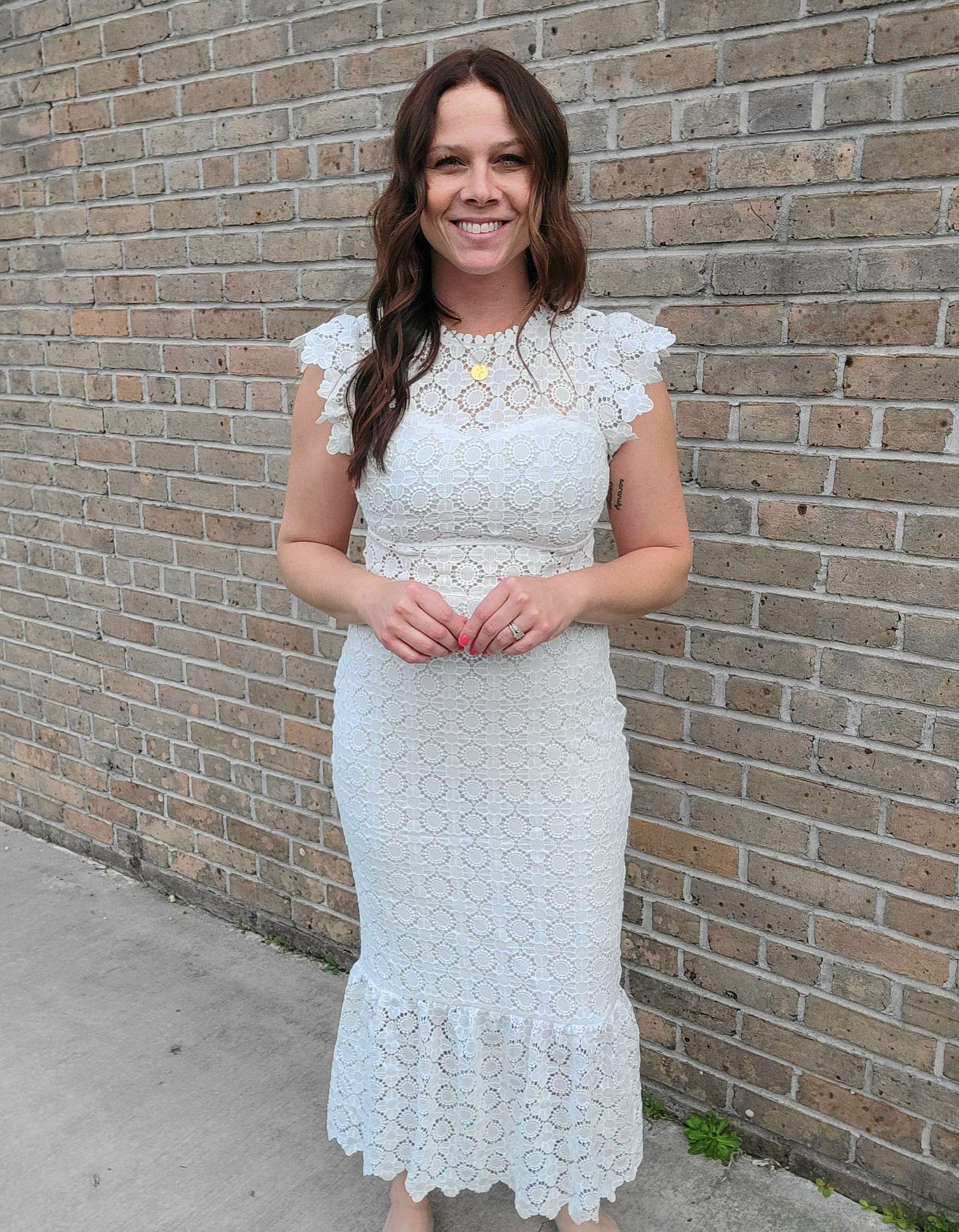 Eyelet Lace Midi Dress