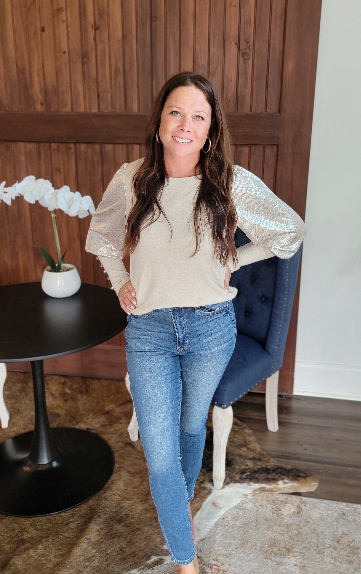 Shimmer Sleeve Top