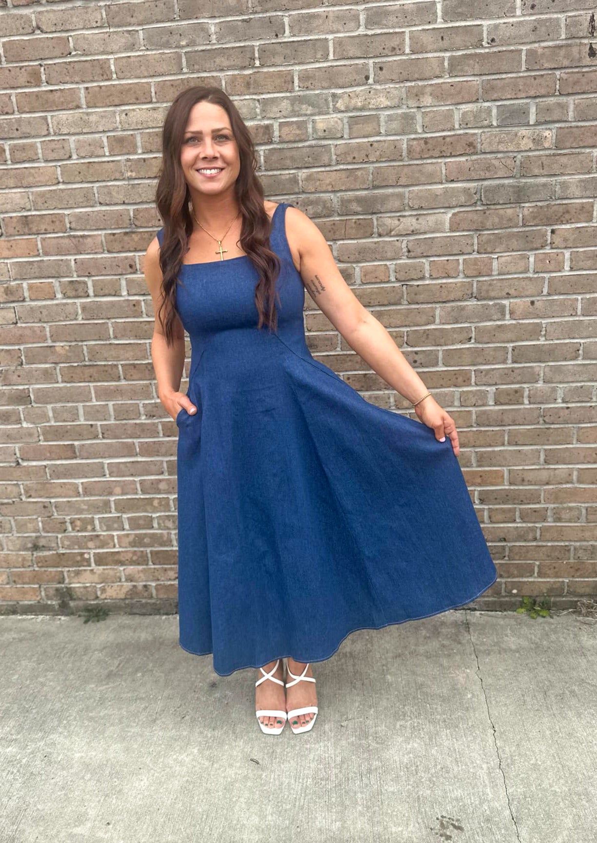 Nonchalant Midi Denim Dress Magnolia Artisans Nonchalant Midi Denim Dress Magnolia Artisans