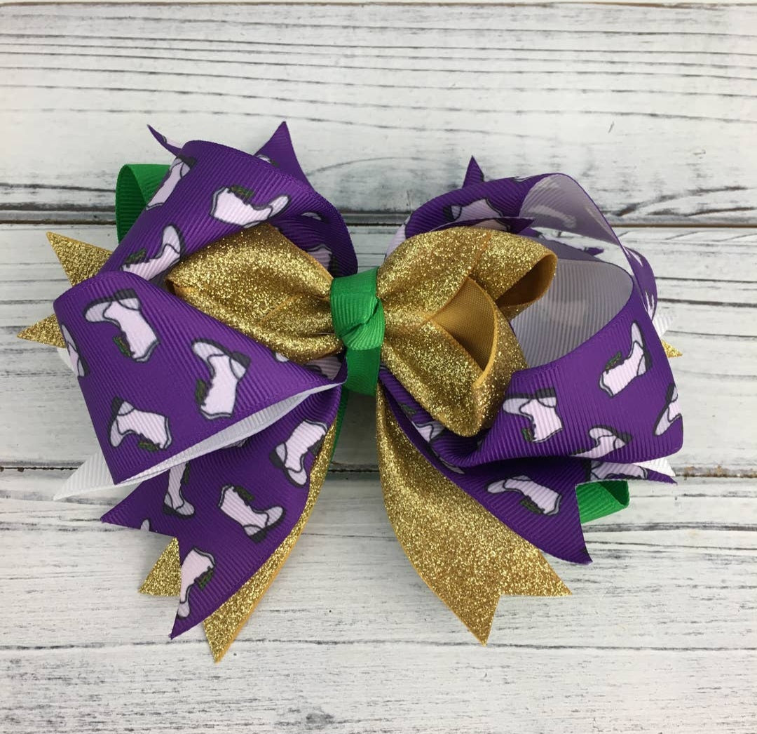 mardi gras hair bow