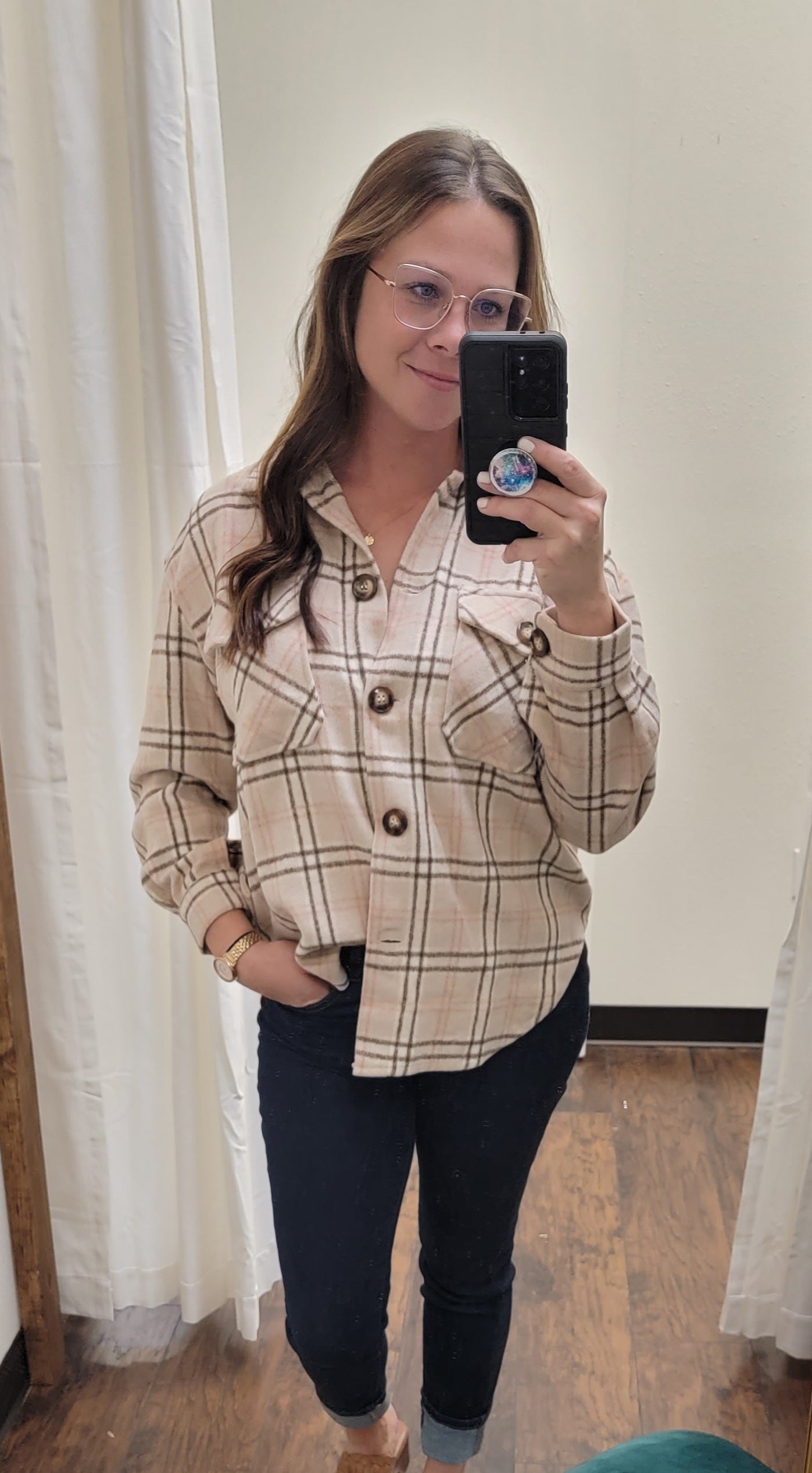 Plaid Blush Shacket