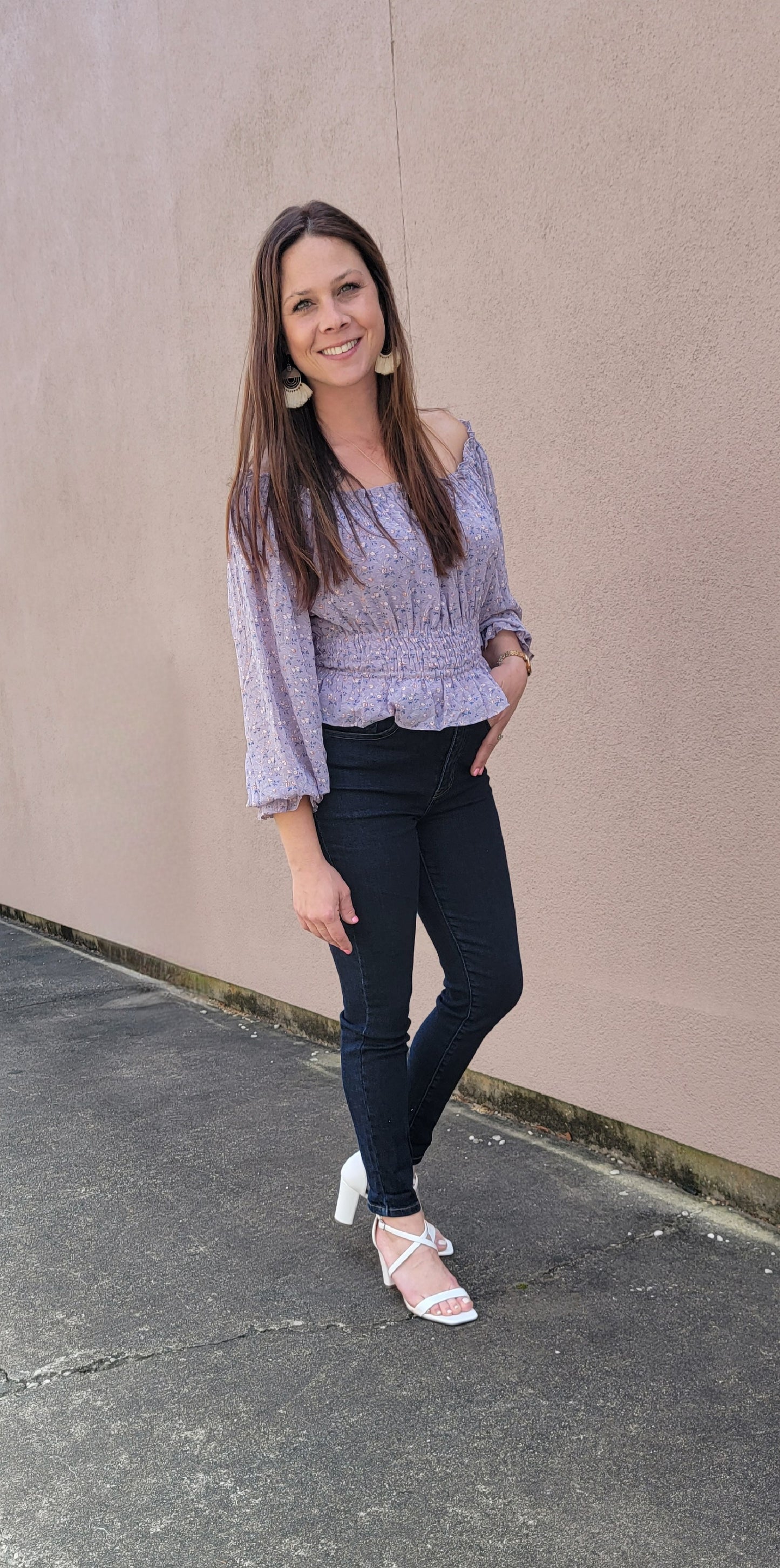 Floral Long Sleeve Smock Top
