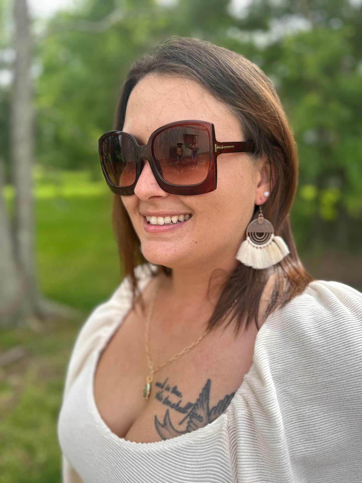 Copper Fan Tassle Earrings