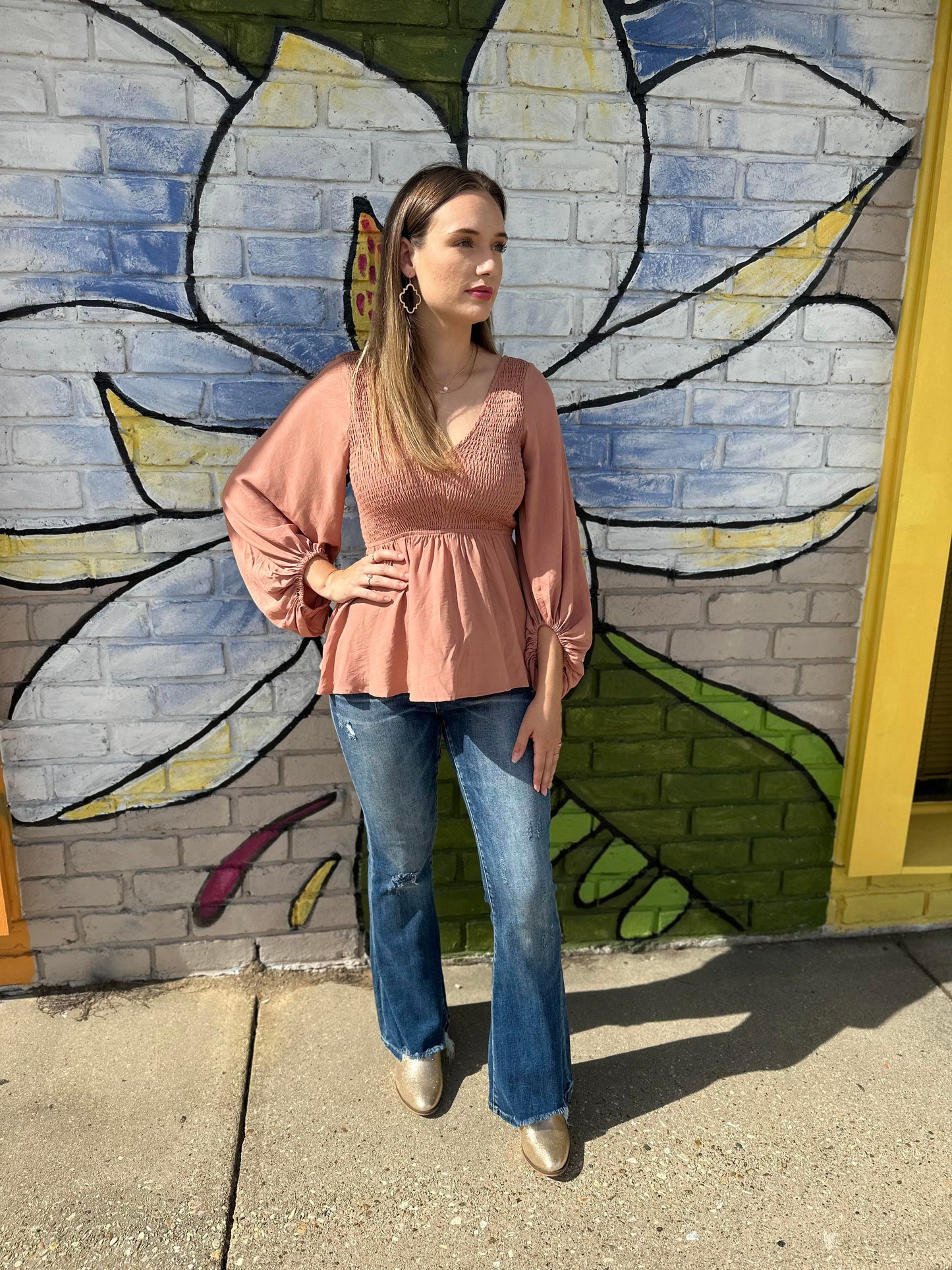 Ginger V Neck Smock Top