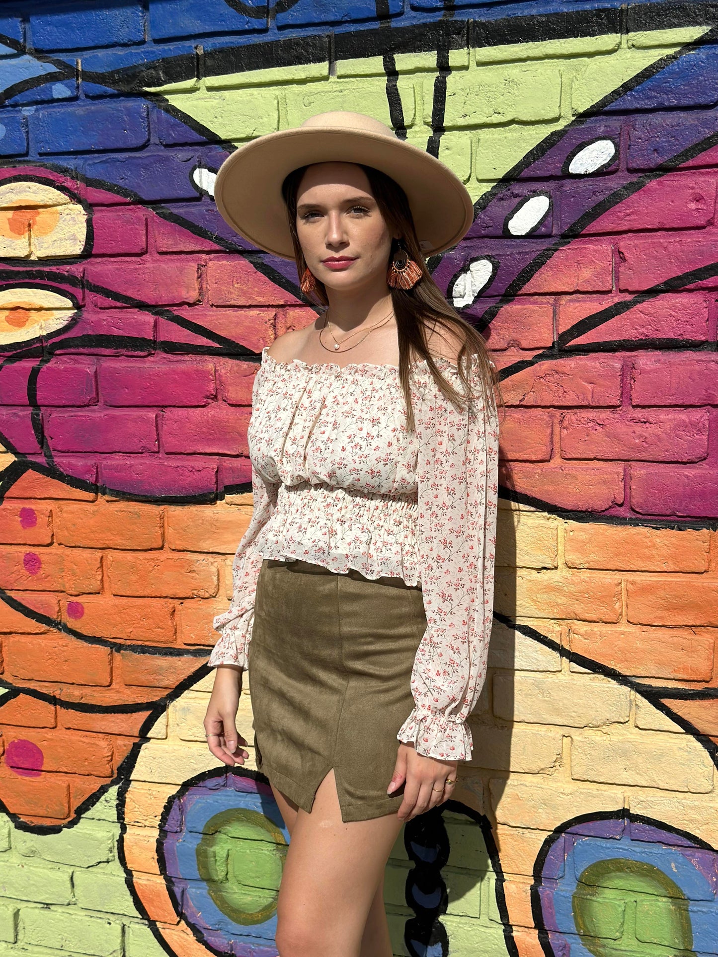Floral Long Sleeve Smock Top