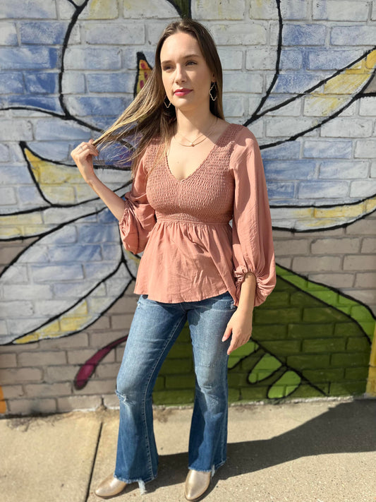 Ginger V Neck Smock Top
