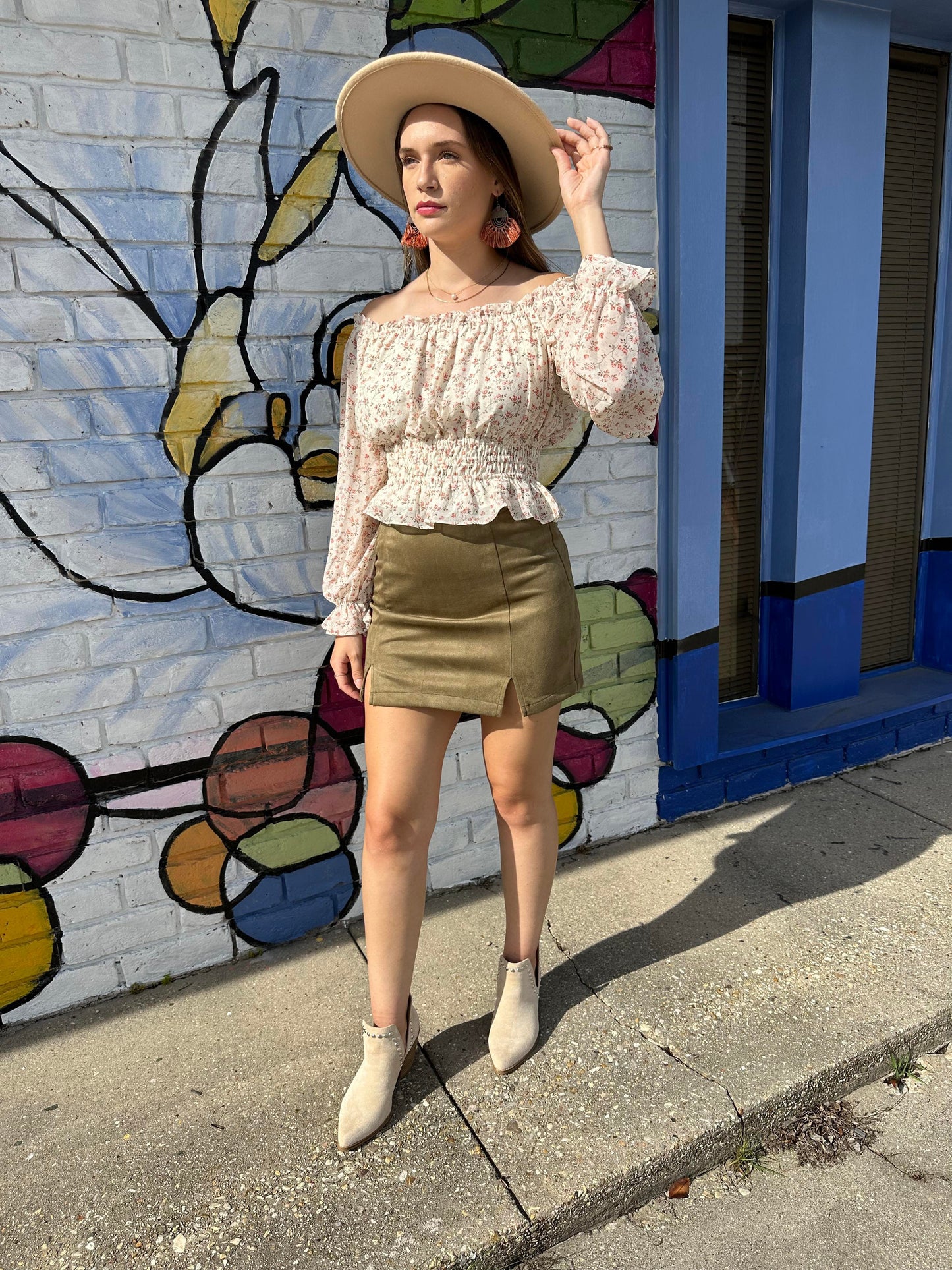 Floral Long Sleeve Smock Top