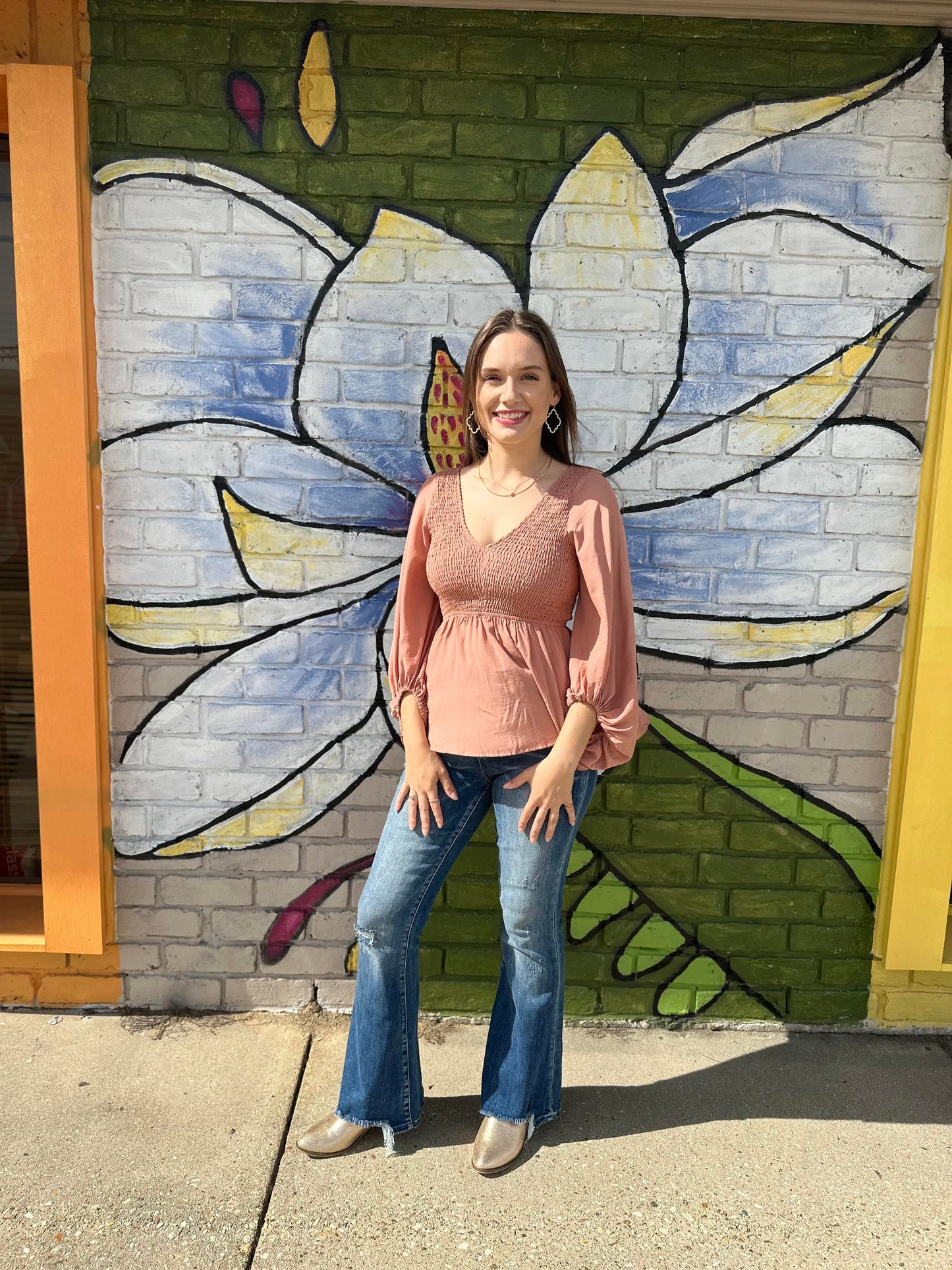 Ginger V Neck Smock Top