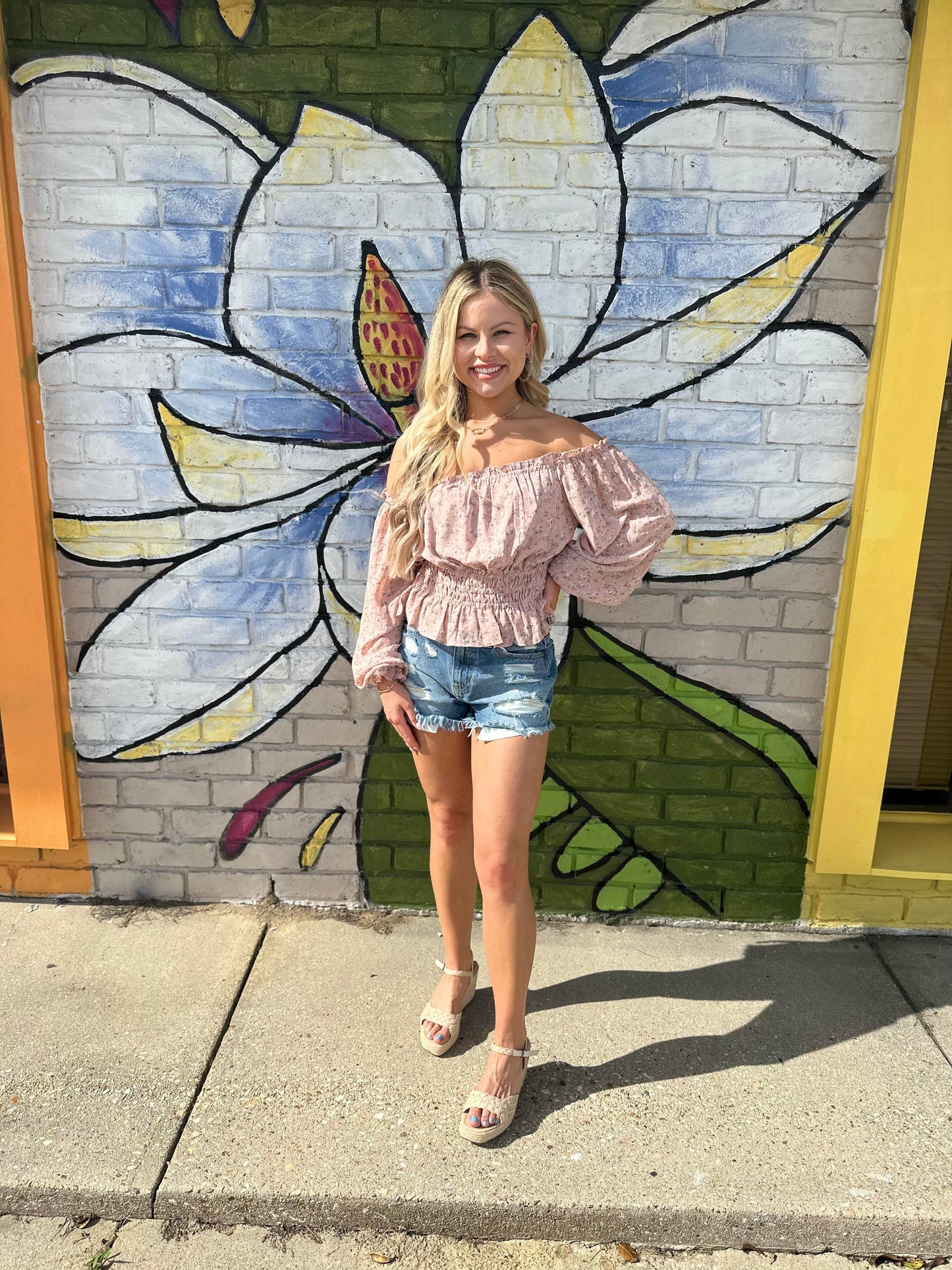 Floral Long Sleeve Smock Top