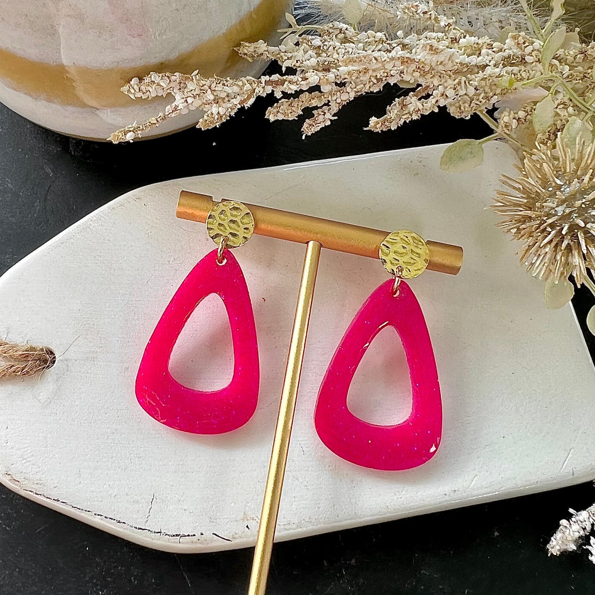 Hot Pink Dangle Earrings