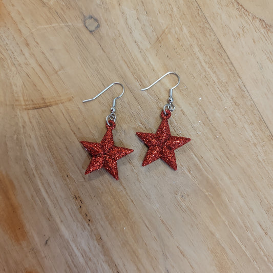 Glitter Star Dangle Earrings