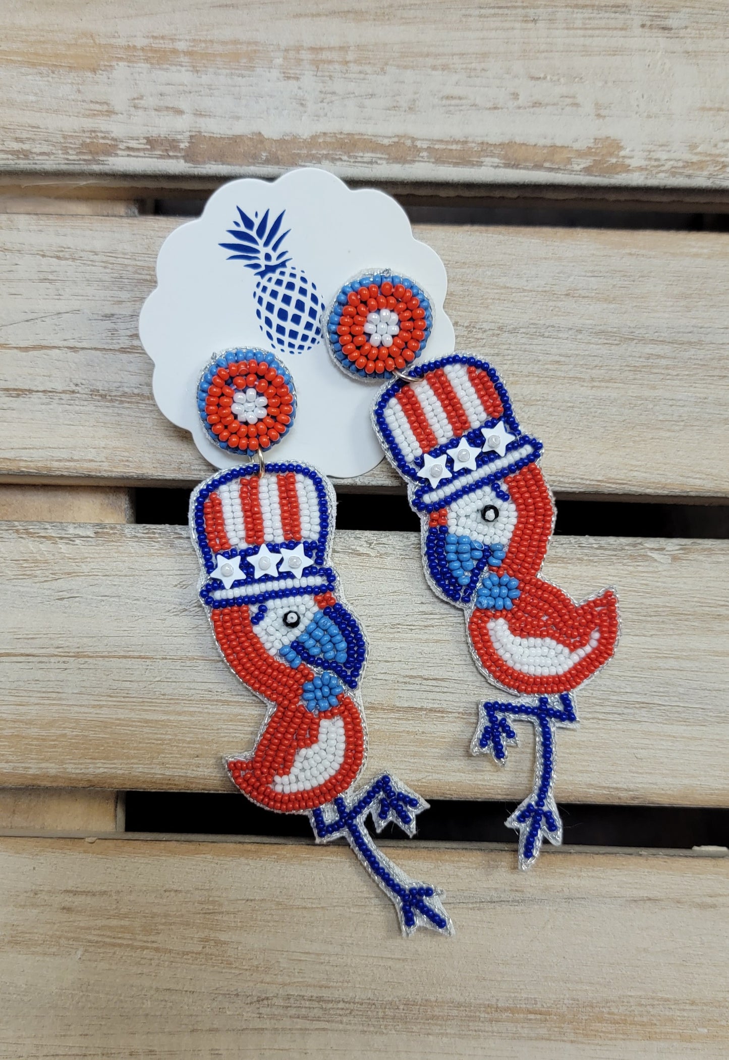 Patriotic Parrot Dangle Earrings