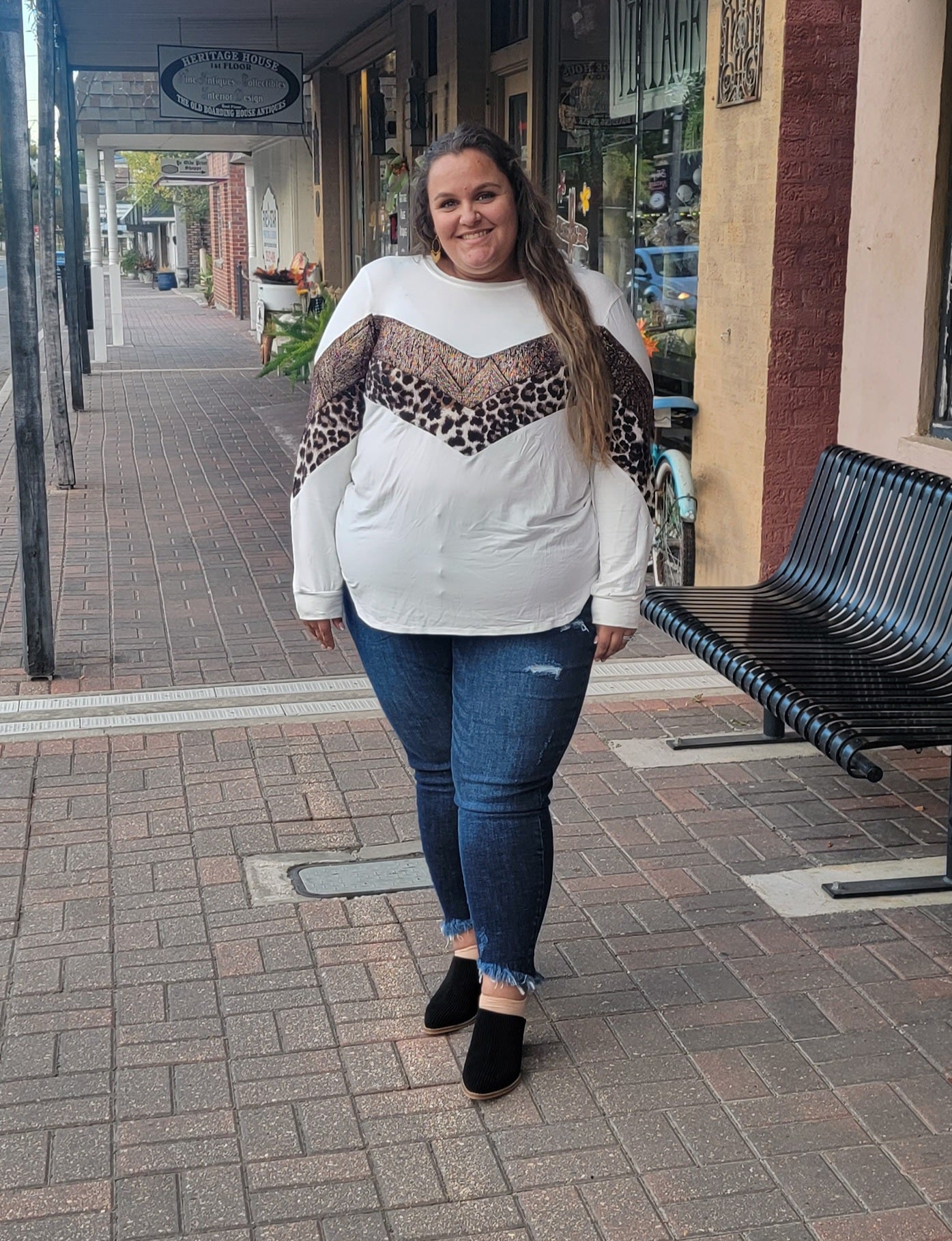 Curvy Leopard Chevron Top