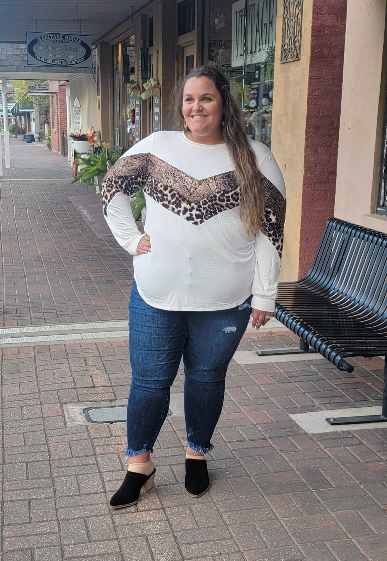 Curvy Leopard Chevron Top