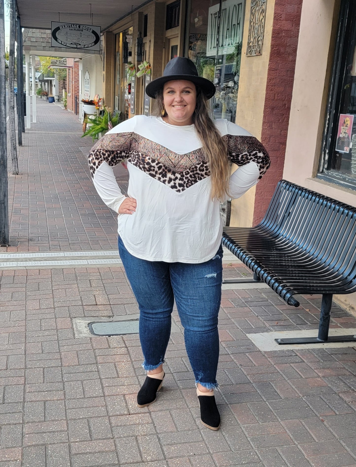 Curvy Leopard Chevron Top