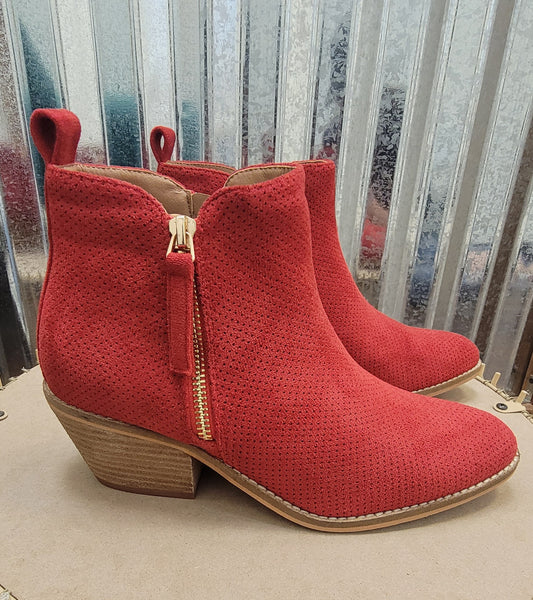 Corkys Red Suede Booties