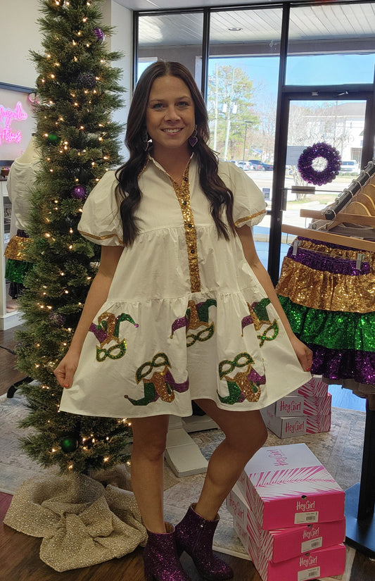 Mardi Gras Poplin Dress