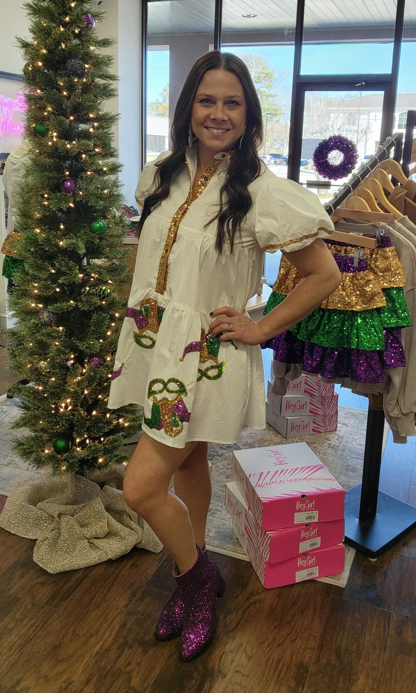 Mardi Gras Poplin Dress