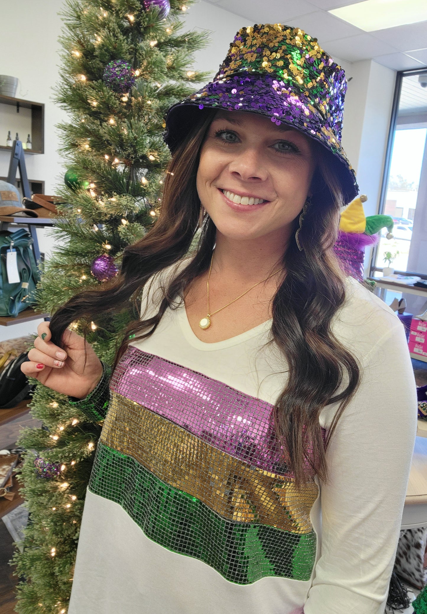 Mardi Gras Sequin Bucket Hat