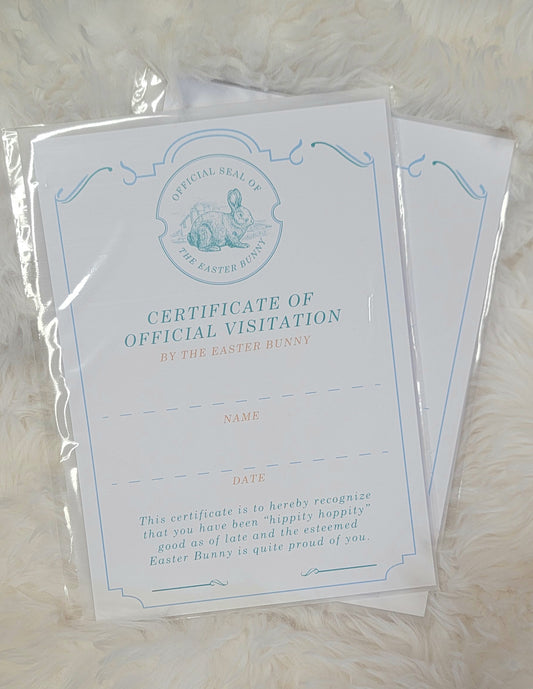 Easter Bunny Official Certificate of Visitation