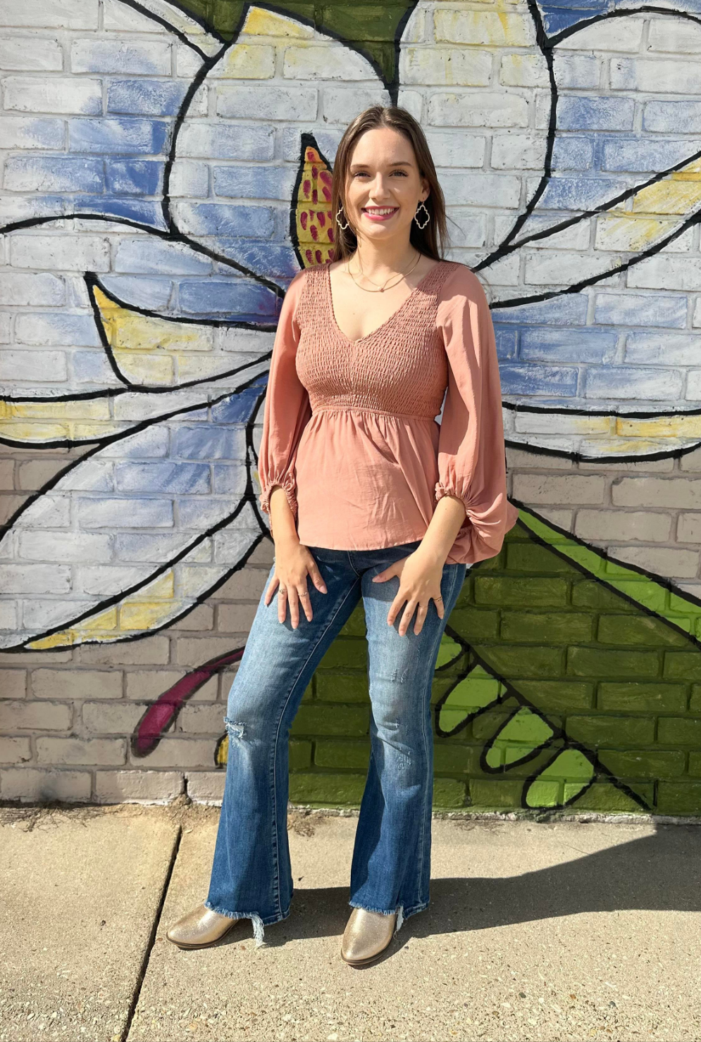 Ginger V Neck Smock Top