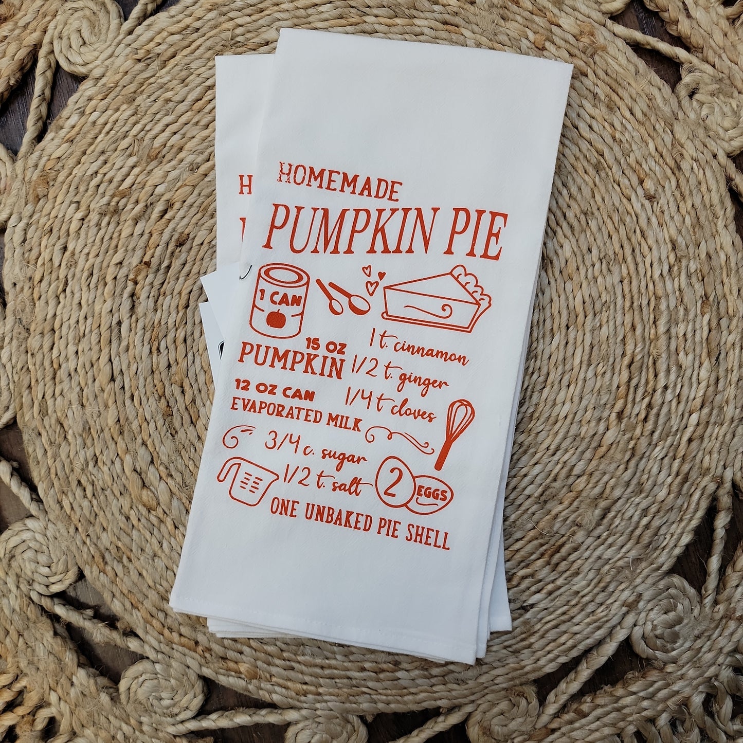 Pumpkin Pie Recipe Tea Towel